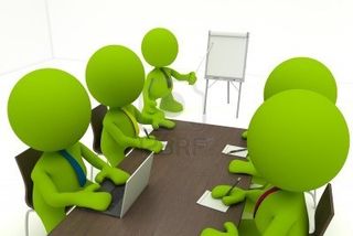 8773850-illustration-of-a-business-meeting-with-a-man-presenting-a-flipchart--part-of-my-cute-green-man-seri